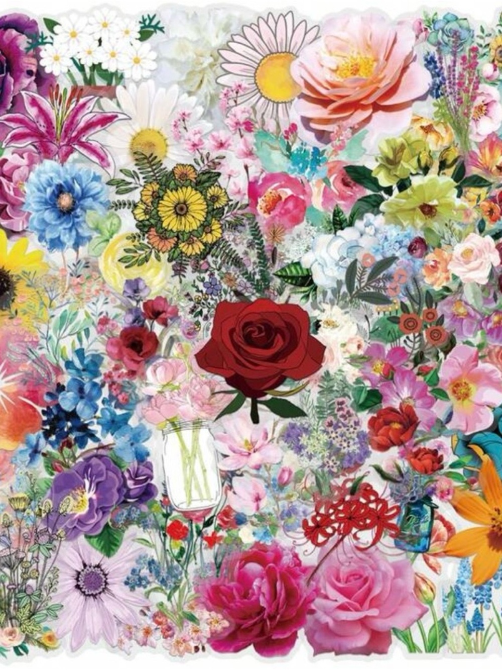 62 Bright Flower Stickers Large & Beautiful Garden Florals